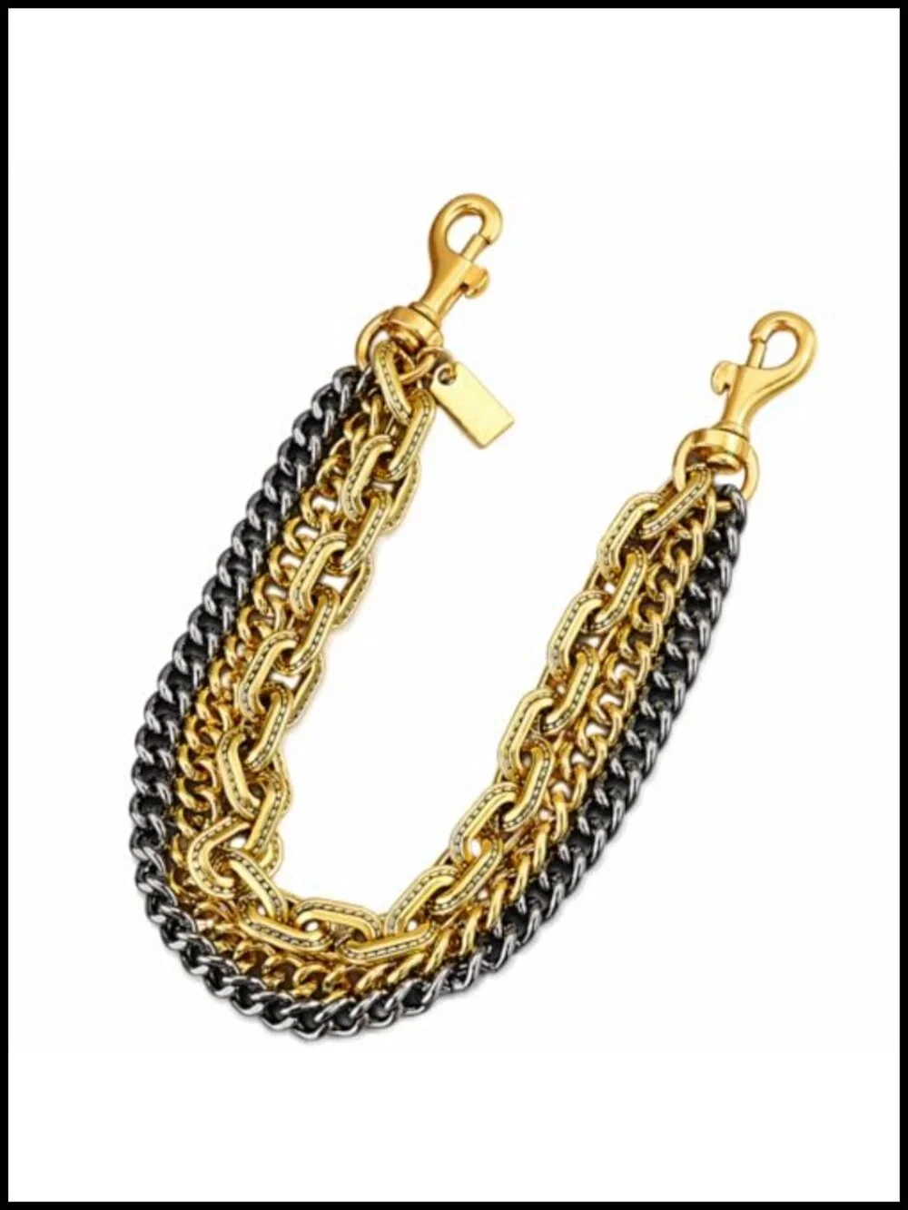 Layered Bag Charm Extender Chain Triple Mixed Metal Link for Purse